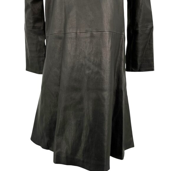 THEPERFEXT Harlem Leather Dress Black Zip Back 3/4 Sleeves Size M Medium - Picture 3 of 11